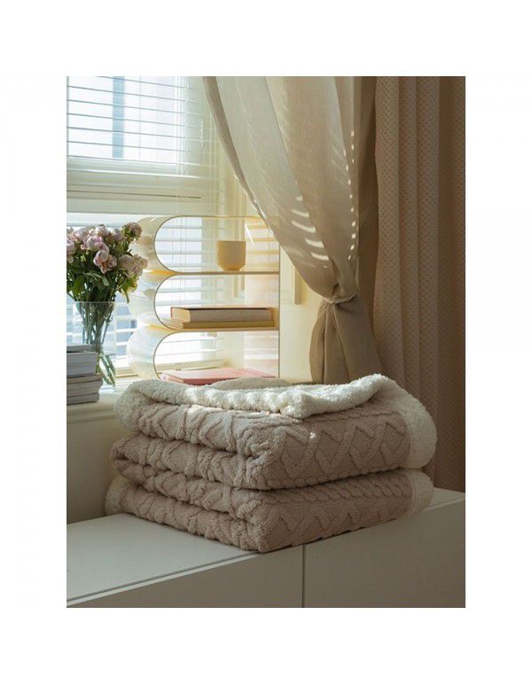 Nordic retro flannel taff cashmere blanket blanket single shawl sofa double layer solid color lunch blanket