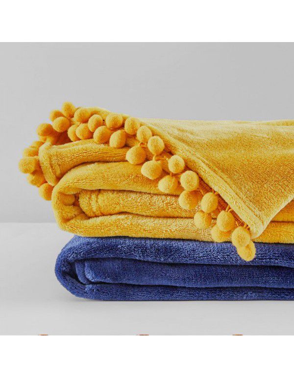 Wholesale cross-border flannel, bayberry ball, wool ball, blanket, autumn and winter European style office blanket, sofa, nap blanket