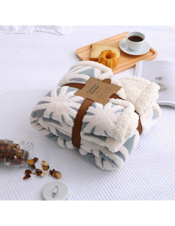 Foreign trade export thickened double-layer comfortable cotton wool jacquard blanket thickened cashmere double-layer blanket in winter office blanket