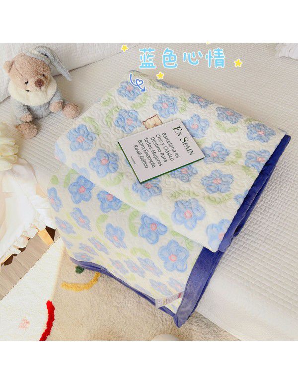 Winter Teddy plush thickened milk wool blanket bedding straight edge milk wool thickened bed blanket