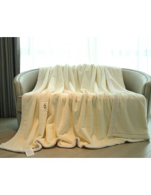 UGG Blanket Double sided velvet blanket Solid color blanket Double layer thickened warm blanket Lamb wool blanket Winter blanket
