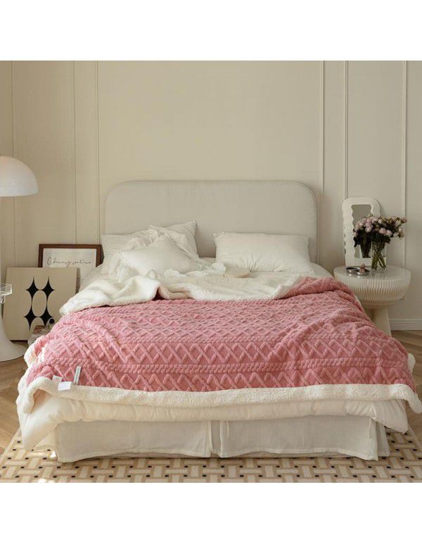 Nordic retro flannel taff cashmere blanket blanket single shawl sofa double layer solid color lunch blanket