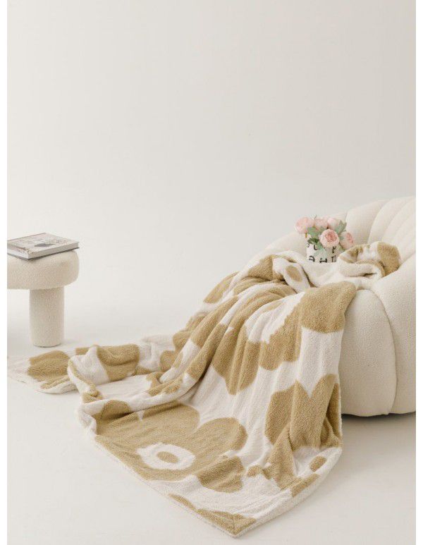 Net red ins wind double layer milk wool jacquard double layer blanket household thickened lamb wool nap shawl blanket wholesale