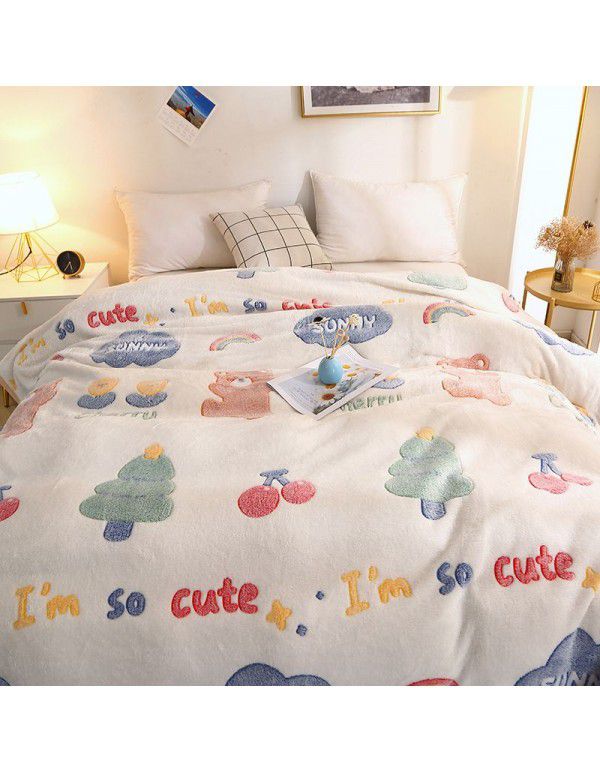 Ins Rainbow Bear~Korean Snow Flower Blanket Office Nap Leisure Sofa Blanket Air Conditioner Blanket in Summer