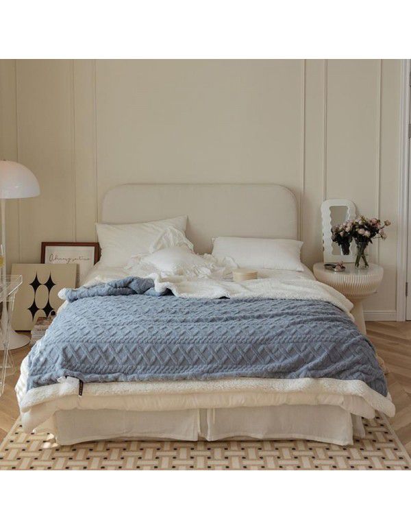 Nordic retro flannel taff cashmere blanket blanket single shawl sofa double layer solid color lunch blanket