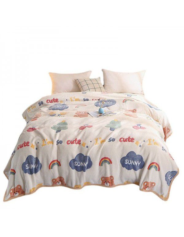 Ins Rainbow Bear~Korean Snow Flower Blanket Office Nap Leisure Sofa Blanket Air Conditioner Blanket in Summer