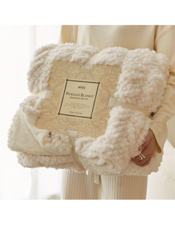High grade imitation fur blanket comfortable skin friendly bubble rabbit blanket winter sofa blanket leisure blanket light luxury bed tail blanket
