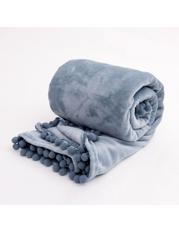 Wholesale cross-border flannel, bayberry ball, wool ball, blanket, autumn and winter European style office blanket, sofa, nap blanket