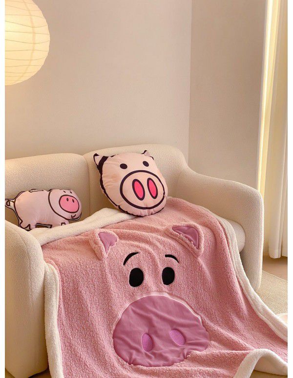 One wholesale ins small red book large version patch cloth embroidered cartoon children single and double lamb blanket