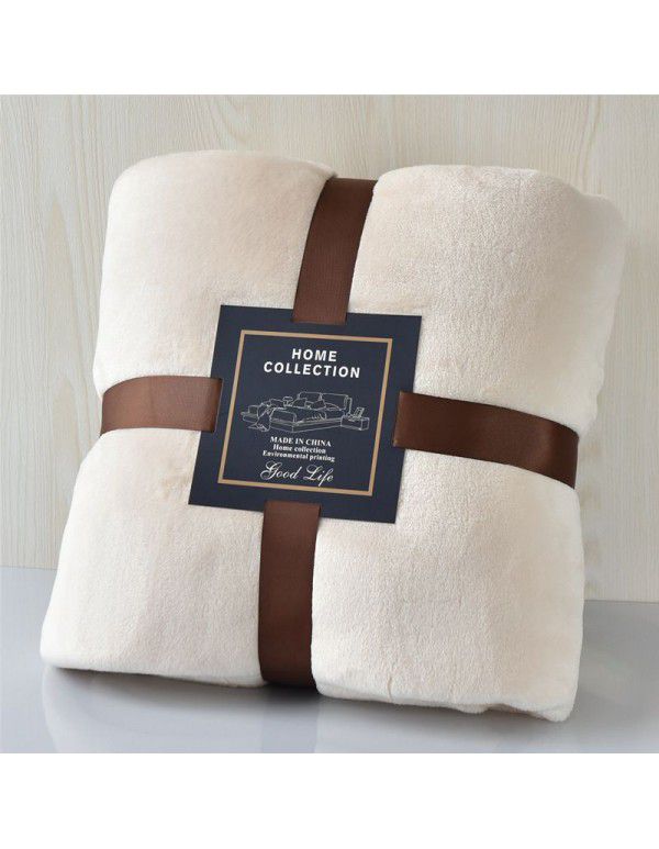 Foreign trade small blanket coral blanket four seasons nap travel blanket solid flannel thickened yoga gifts wholesale