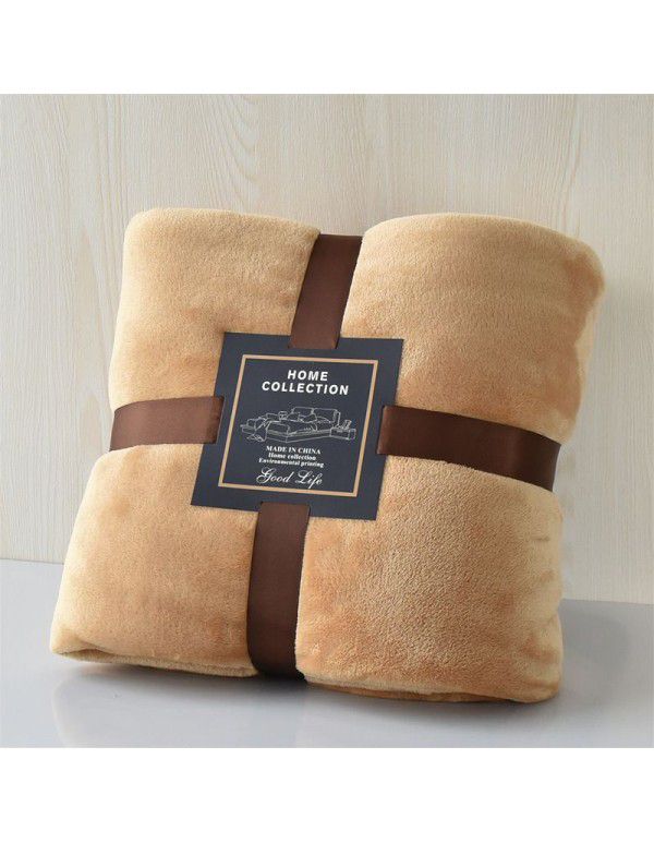 Foreign trade small blanket coral blanket four seasons nap travel blanket solid flannel thickened yoga gifts wholesale