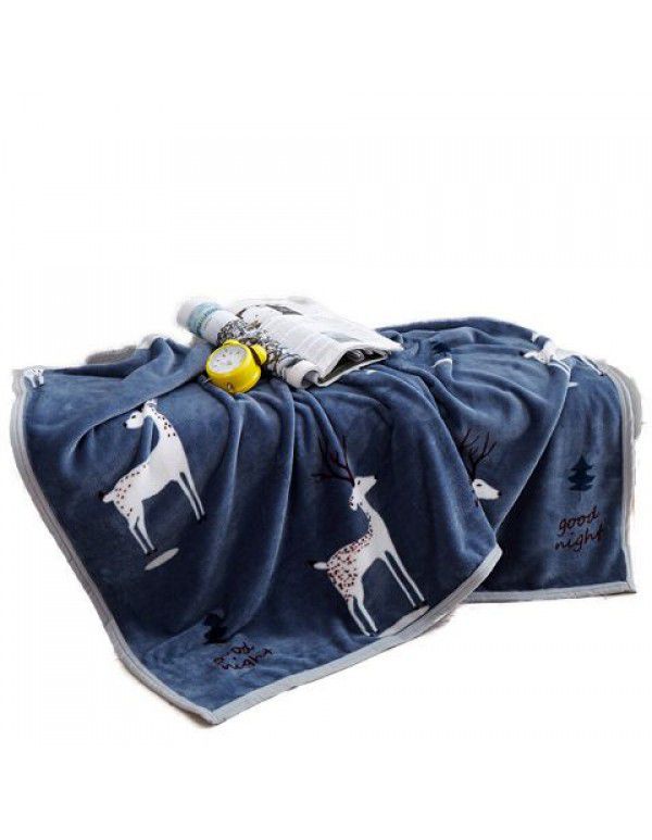 Wholesale printed coral wool blanket Spring and autumn casual shawl blanket Air conditioning blanket Office nap blanket