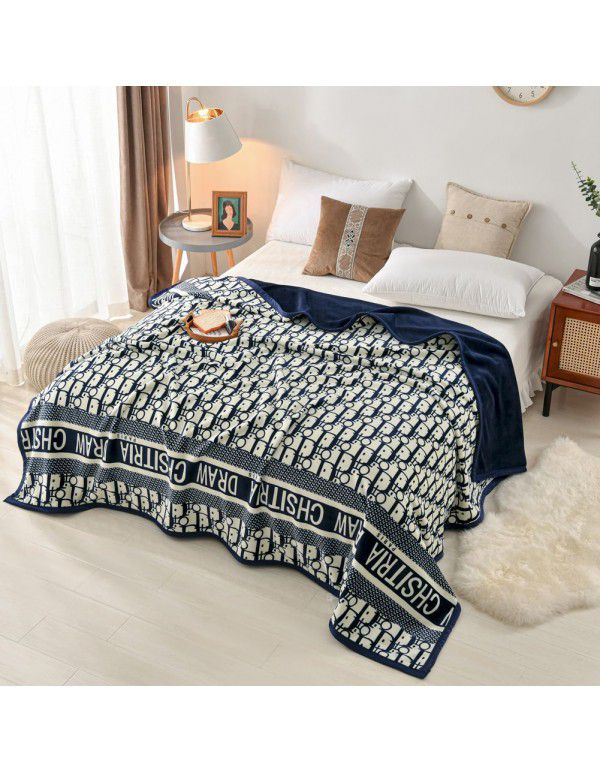Double layer thickened warm cloud blanket European blanket AB Farai velvet ferret velvet crystal velvet air conditioning blanket wholesale