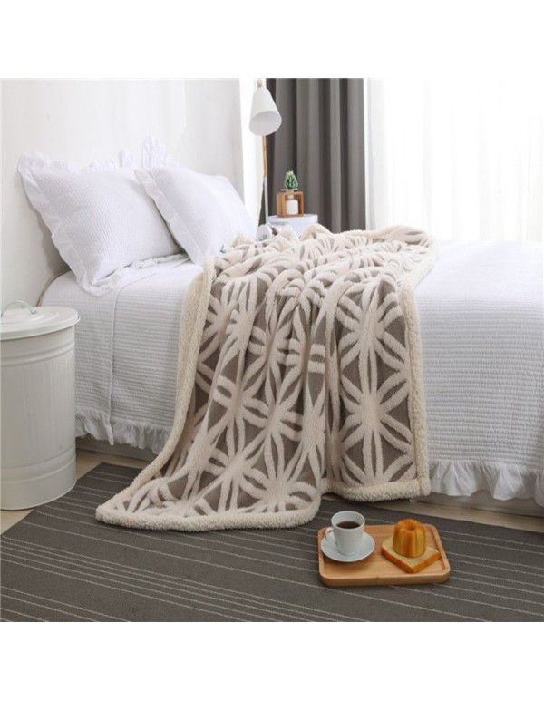 Foreign trade export thickened double-layer comfortable cotton wool jacquard blanket thickened cashmere double-layer blanket in winter office blanket
