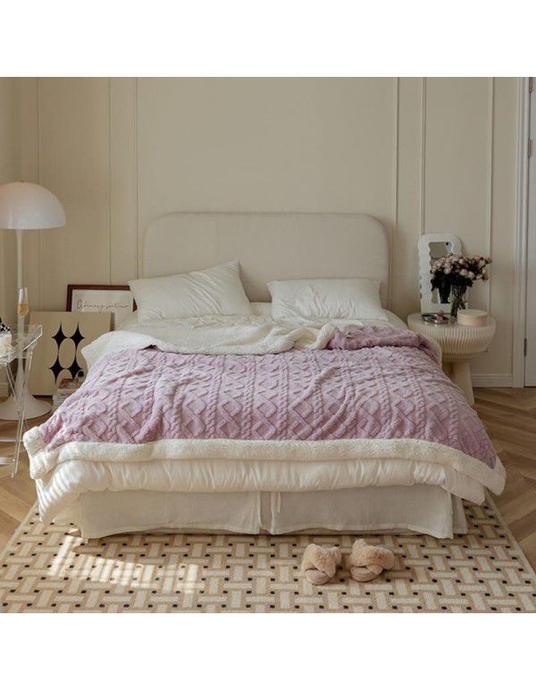 Nordic retro flannel taff cashmere blanket blanket single shawl sofa double layer solid color lunch blanket