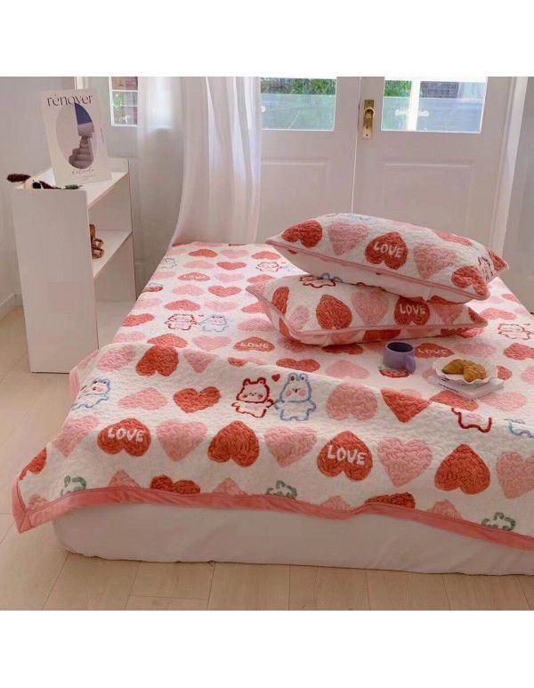 Winter Teddy plush thickened milk wool blanket bedding straight edge milk wool thickened bed blanket