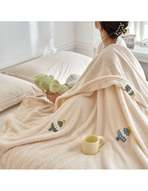 Milk velvet teddy quilt cover blanket blanket small blanket sofa blanket thickened autumn and winter sofa blanket nap blanket