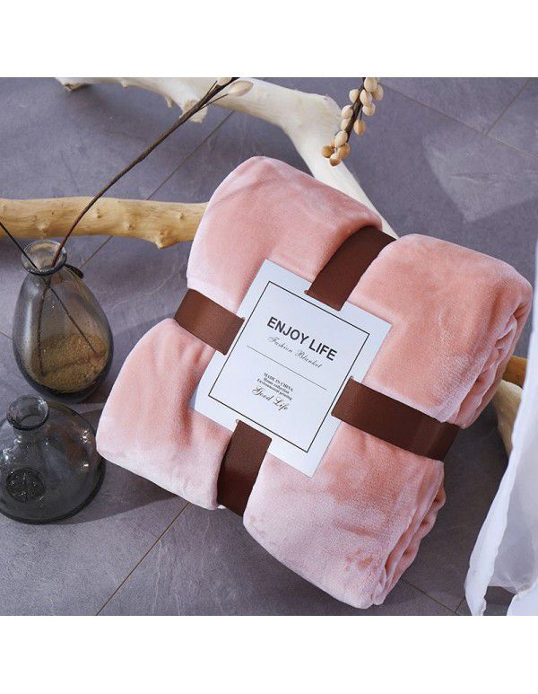 Foreign trade small blanket coral blanket four seasons nap travel blanket solid flannel thickened yoga gifts wholesale
