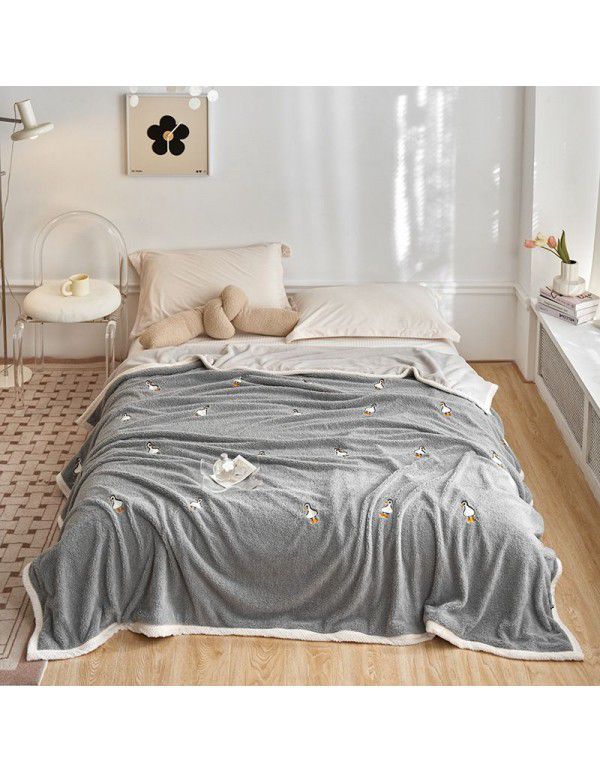 Milk velvet teddy quilt cover blanket blanket small blanket sofa blanket thickened autumn and winter sofa blanket nap blanket