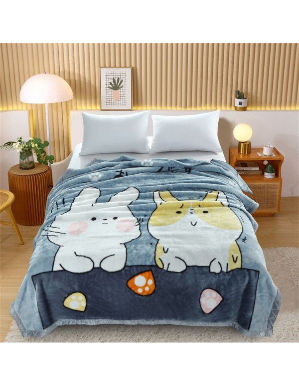 Factory blanket Raschel blanket thickened double-layer warm blanket super soft double-sided blanket gift wholesale
