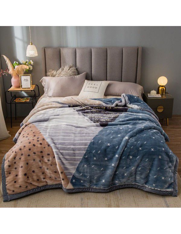 Factory blanket Raschel blanket thickened double-layer warm blanket super soft double-sided blanket gift wholesale
