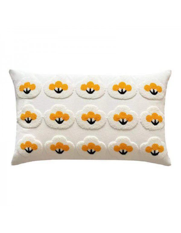 Nordic ins small wrinkle chrysanthemum pillow cover sitting room sofa sunflower cushion bed pillow float window cushion pillow