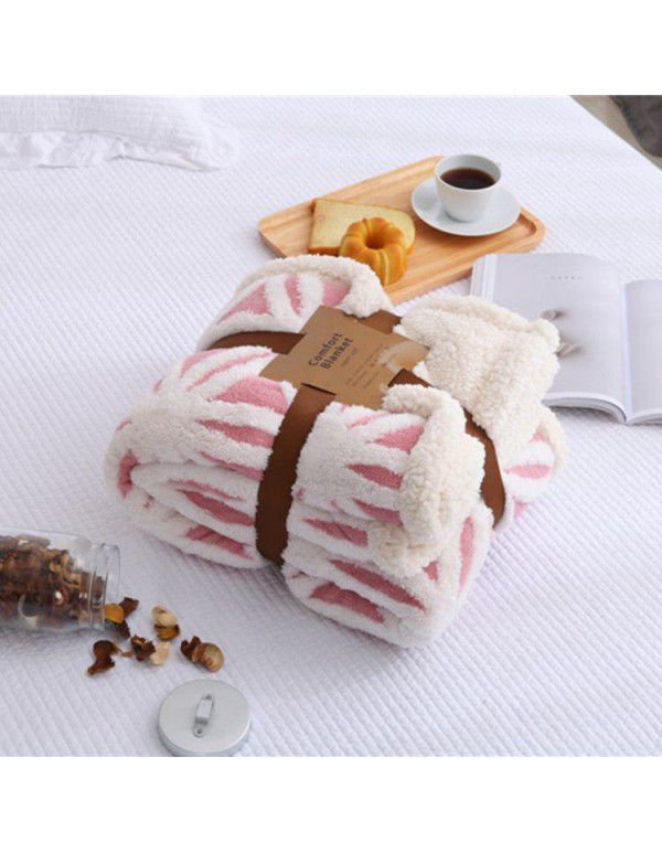 Foreign trade export thickened double-layer comfortable cotton wool jacquard blanket thickened cashmere double-layer blanket in winter office blanket