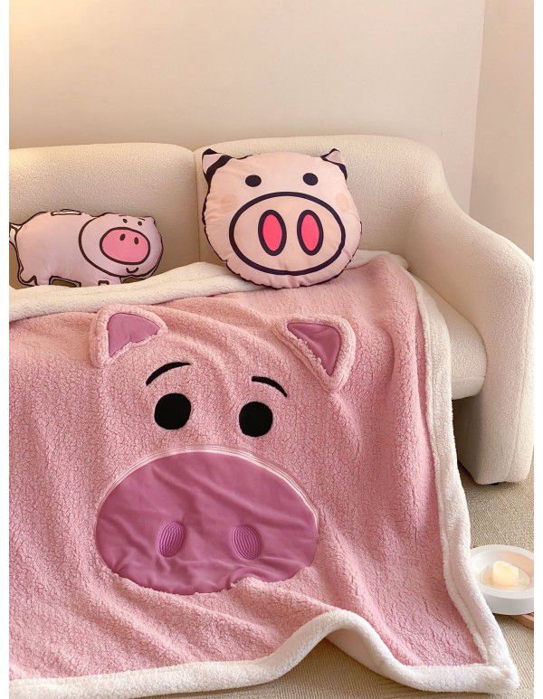One wholesale ins small red book large version patch cloth embroidered cartoon children single and double lamb blanket