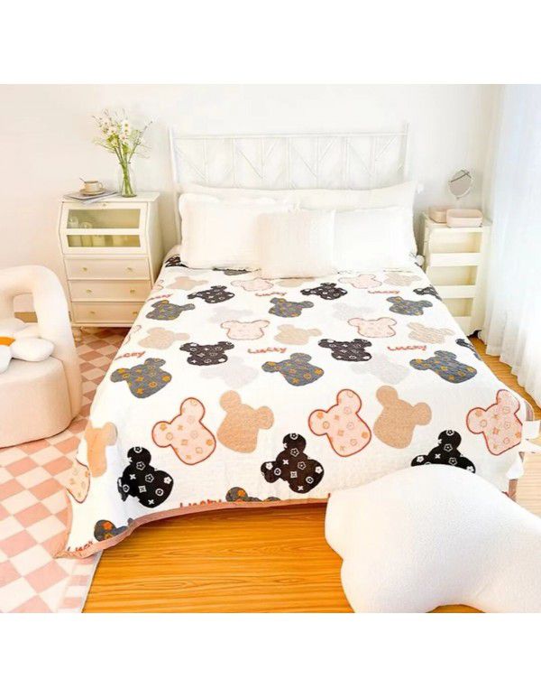 Winter Teddy plush thickened milk wool blanket bedding straight edge milk wool thickened bed blanket