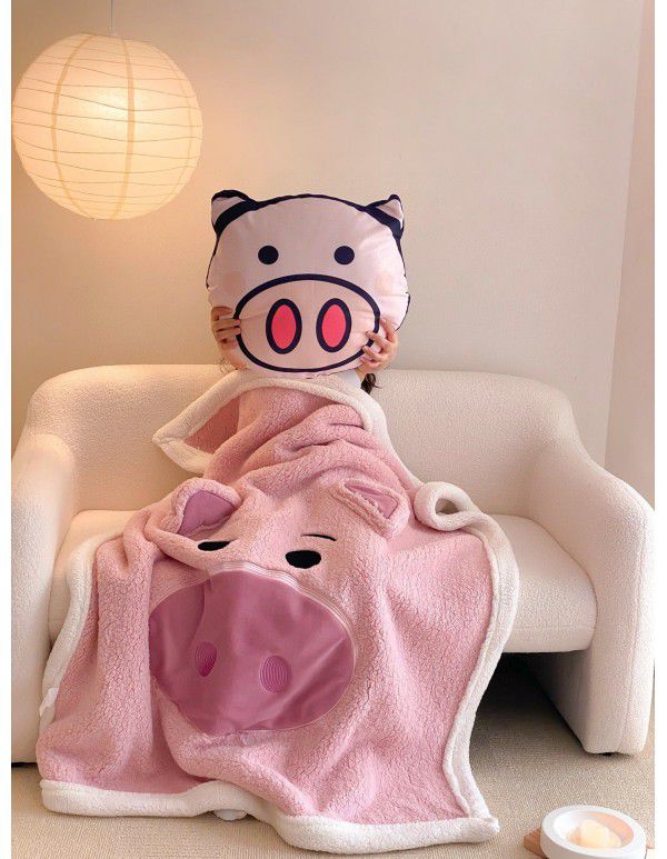 One wholesale ins small red book large version patch cloth embroidered cartoon children single and double lamb blanket