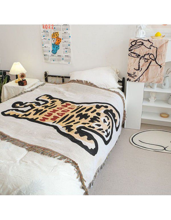 Japanese trend cartoon Humanmake sofa blanket camping blanket tiger nap leisure blanket picnic decoration