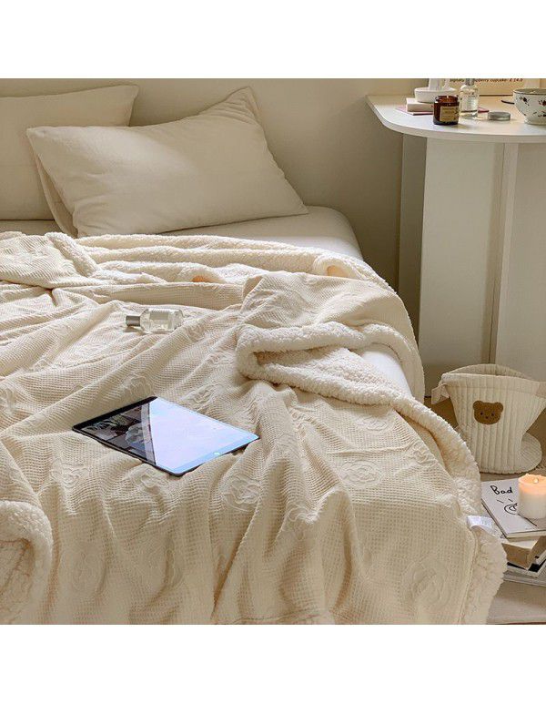 Autumn and winter camellia, cattle, milk wool, thickened blanket, cashmere blanket, solid color blanket, bedroom, lunch blanket, one hair substitute