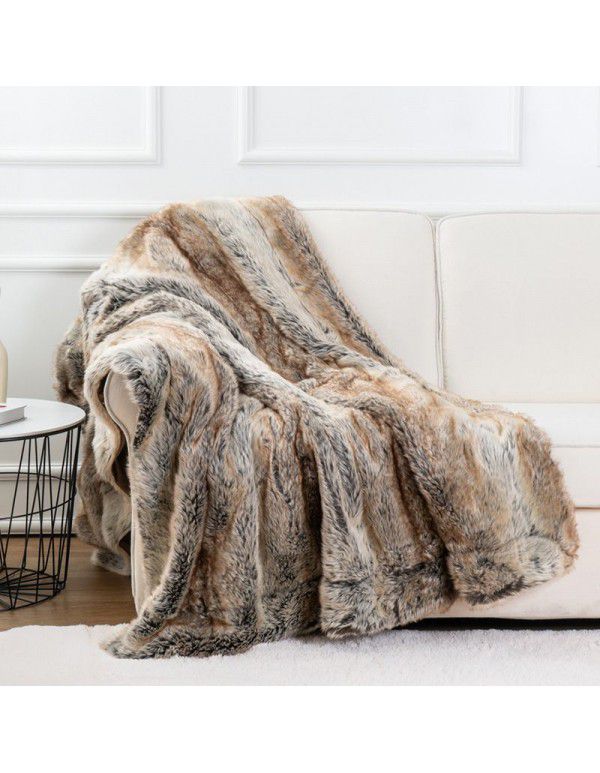 Nordic imitation fur blanket imitation fur sofa blanket model room soft decoration light luxury fur blanket thickened double-layer blanket