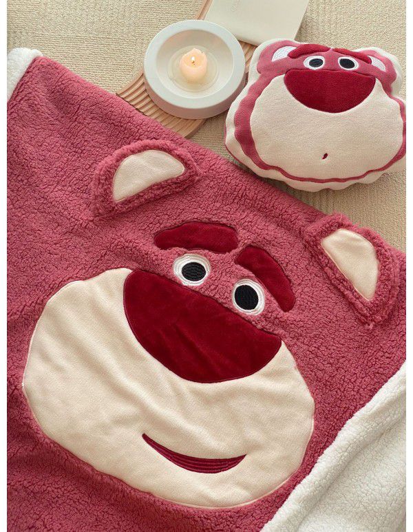 One wholesale ins small red book large version patch cloth embroidered cartoon children single and double lamb blanket