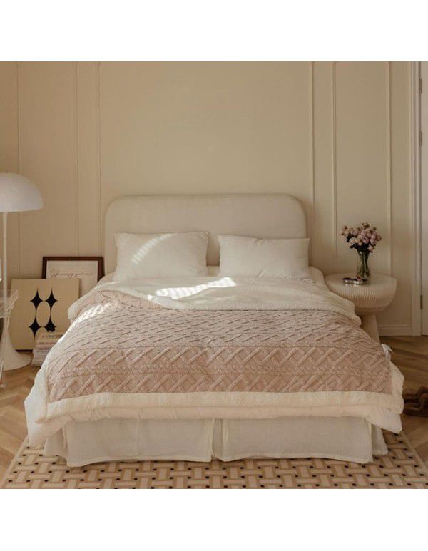 Nordic retro flannel taff cashmere blanket blanket single shawl sofa double layer solid color lunch blanket