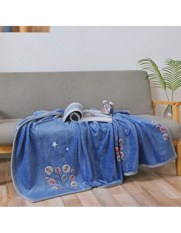 Wholesale printed coral wool blanket Spring and autumn casual shawl blanket Air conditioning blanket Office nap blanket