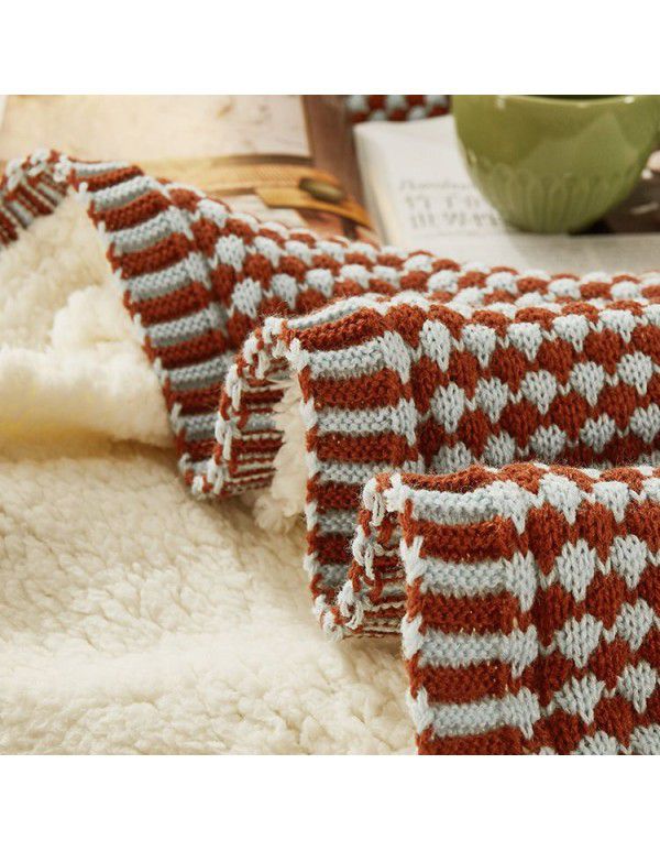 Nordic light luxury thick blanket for winter thickened warm blanket with cashmere cover blanket for winter sofa blanket for lunch