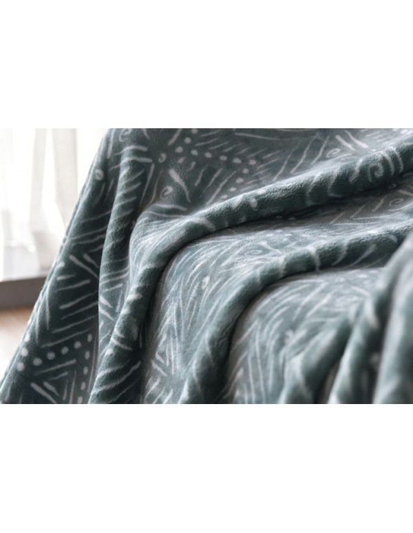 180 * 200 thick foreign trade dark green printing flannel blanket sofa thick nap blanket bed sheet