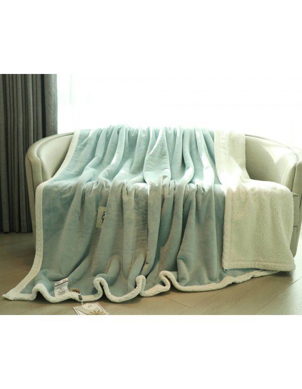 UGG Blanket Double sided velvet blanket Solid color blanket Double layer thickened warm blanket Lamb wool blanket Winter blanket