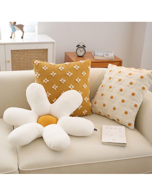 Nordic ins small wrinkle chrysanthemum pillow cover sitting room sofa sunflower cushion bed pillow float window cushion pillow
