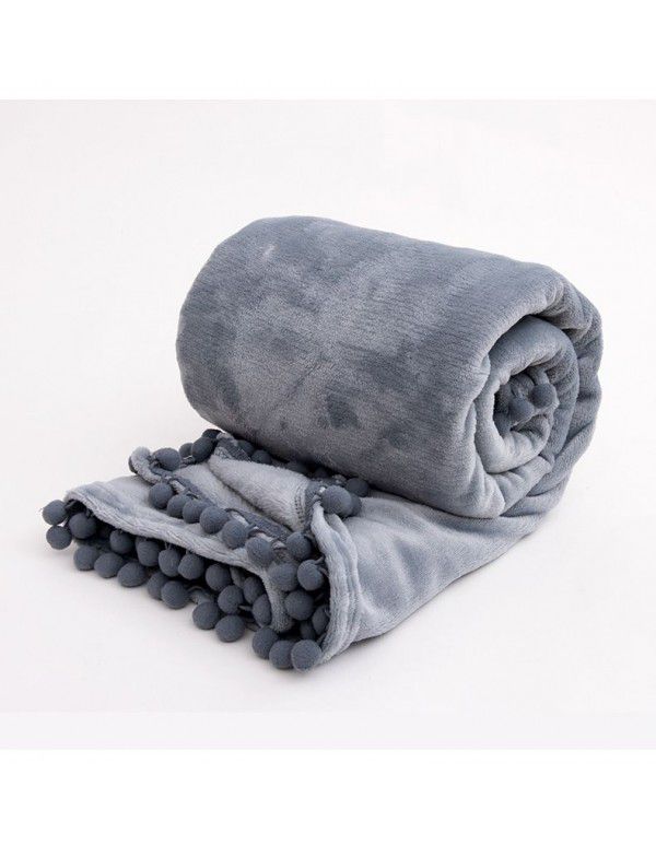 Wholesale cross-border flannel, bayberry ball, wool ball, blanket, autumn and winter European style office blanket, sofa, nap blanket