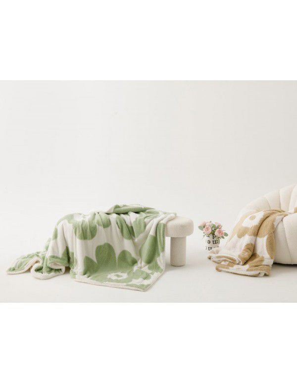 Net red ins wind double layer milk wool jacquard double layer blanket household thickened lamb wool nap shawl blanket wholesale