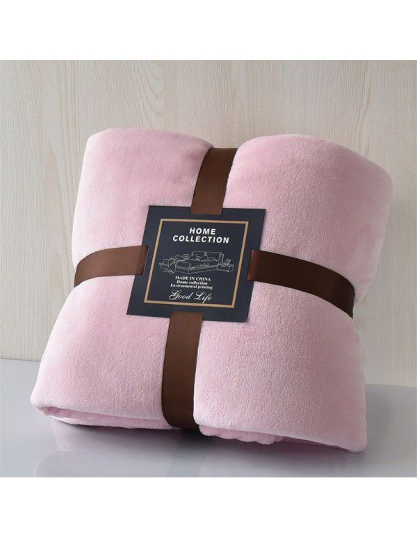 Foreign trade small blanket coral blanket four seasons nap travel blanket solid flannel thickened yoga gifts wholesale