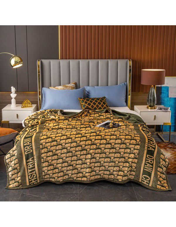 Double layer thickened warm cloud blanket European blanket AB Farai velvet ferret velvet crystal velvet air conditioning blanket wholesale