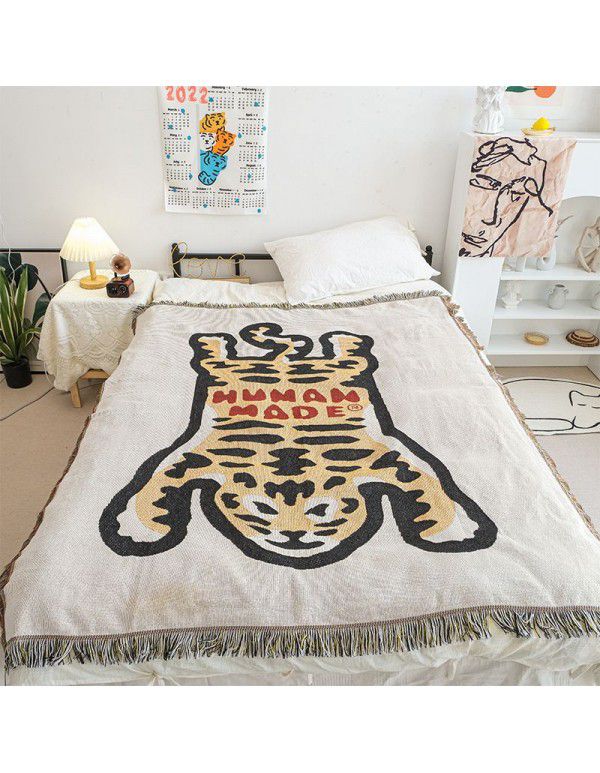 Japanese trend cartoon Humanmake sofa blanket camping blanket tiger nap leisure blanket picnic decoration