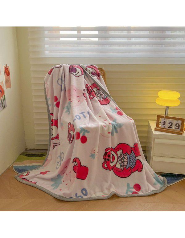 Genuine kindergarten blanket thickened milk wool blanket for single and double dormitory nap blanket cartoon blanket leisure blanket