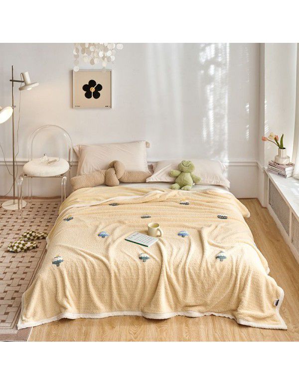 Milk velvet teddy quilt cover blanket blanket small blanket sofa blanket thickened autumn and winter sofa blanket nap blanket