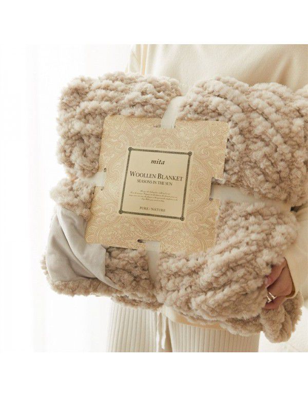 High grade imitation fur blanket comfortable skin friendly bubble rabbit blanket winter sofa blanket leisure blanket light luxury bed tail blanket