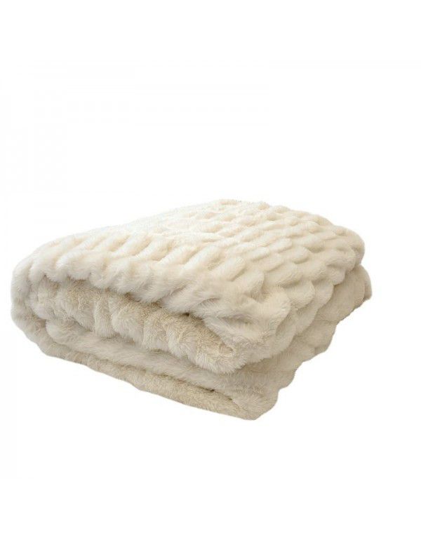 High grade imitation fur blanket comfortable skin friendly bubble rabbit blanket winter sofa blanket leisure blanket light luxury bed tail blanket