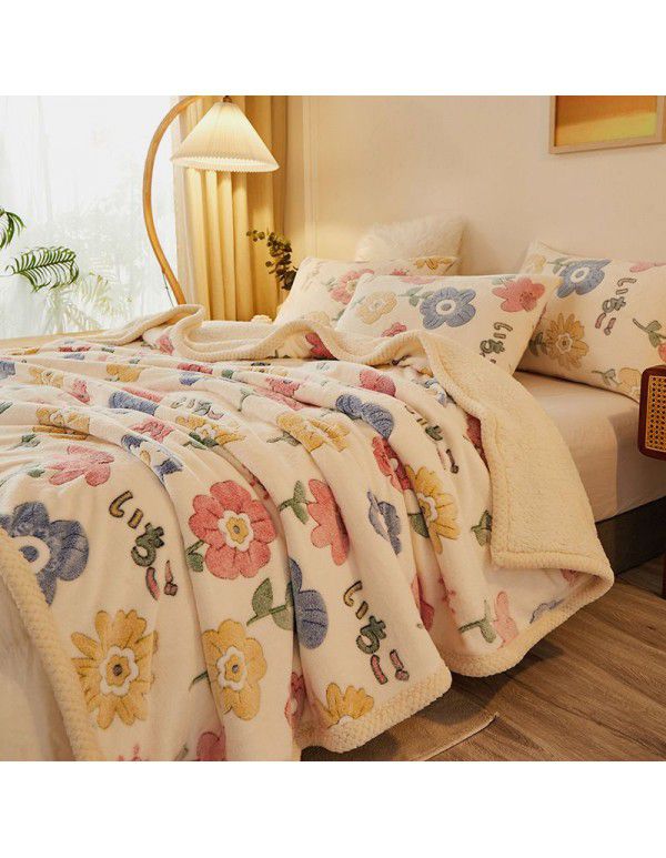  spot double-layer blanket thickened winter children's nap blanket coral wool warm flange blanket